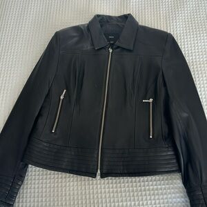 Brand new identity l leather bomber coat.